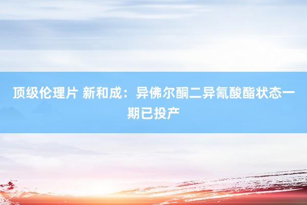 顶级伦理片 新和成：异佛尔酮二异氰酸酯状态一期已投产